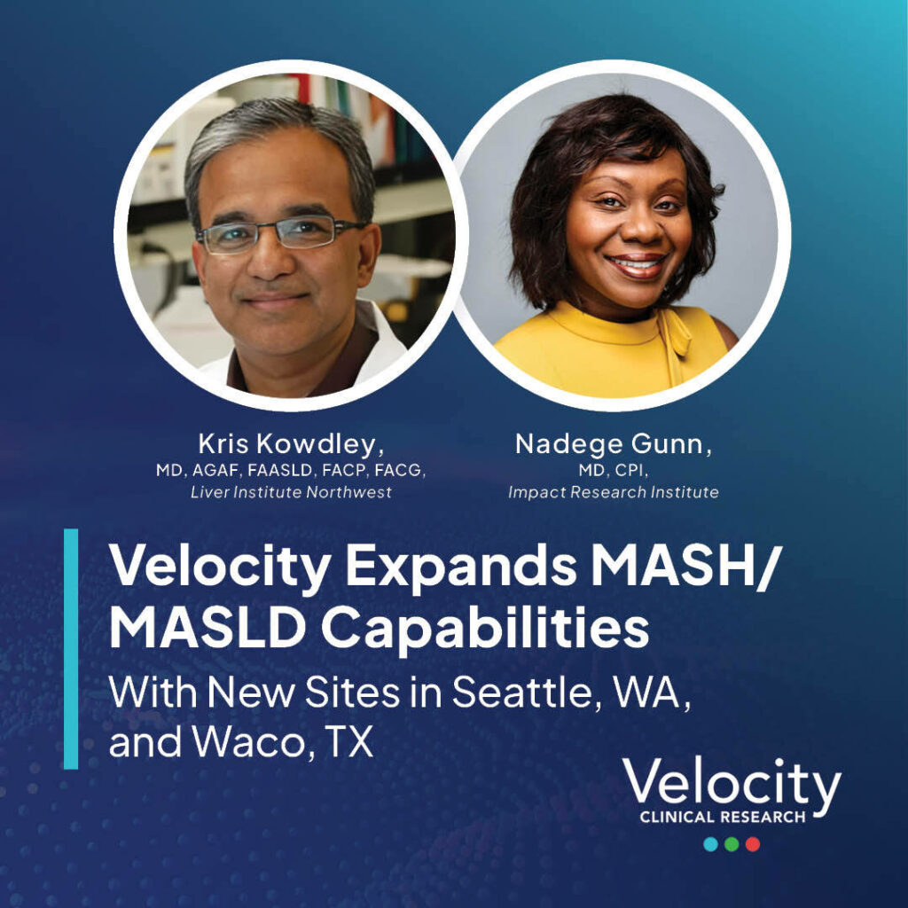Velocity Expands MASH/MASLD Capabilities With New Sites in Seattle, WA, and Waco, TX